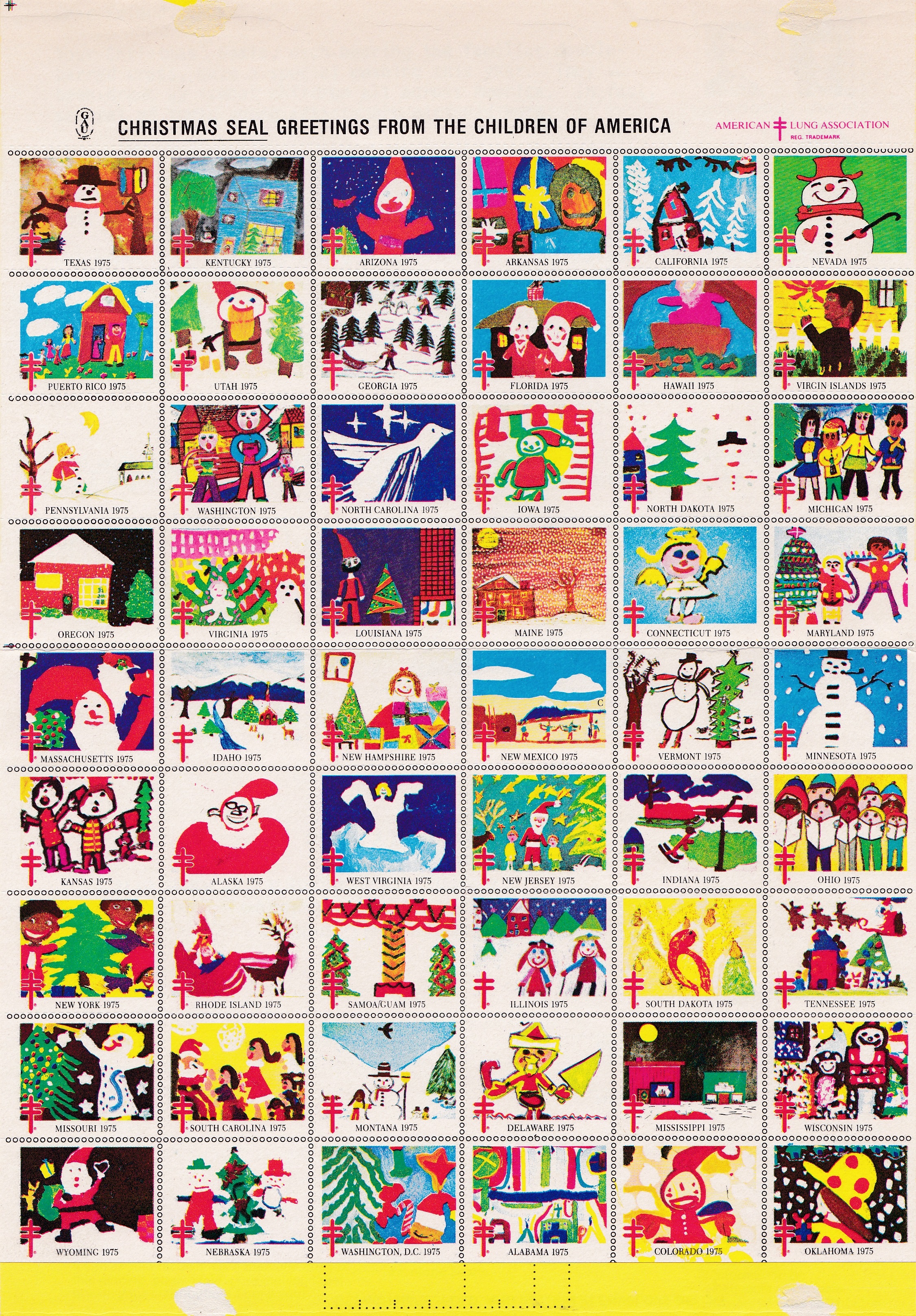 Store, US Christmas Seals 1975 Experimental Christmas Seal Sheet ...